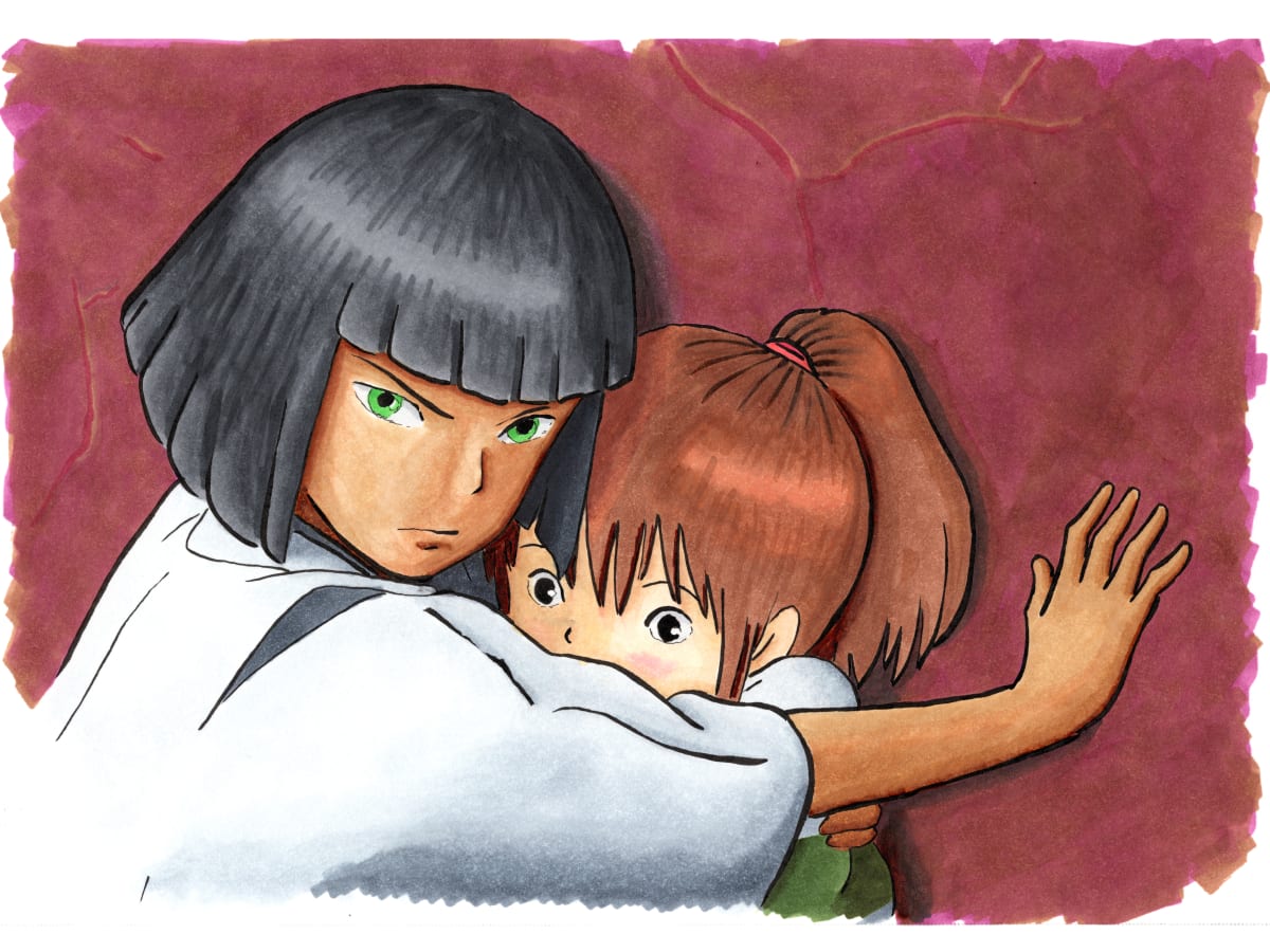 Haku protecting Chihiro by Dave Astels 