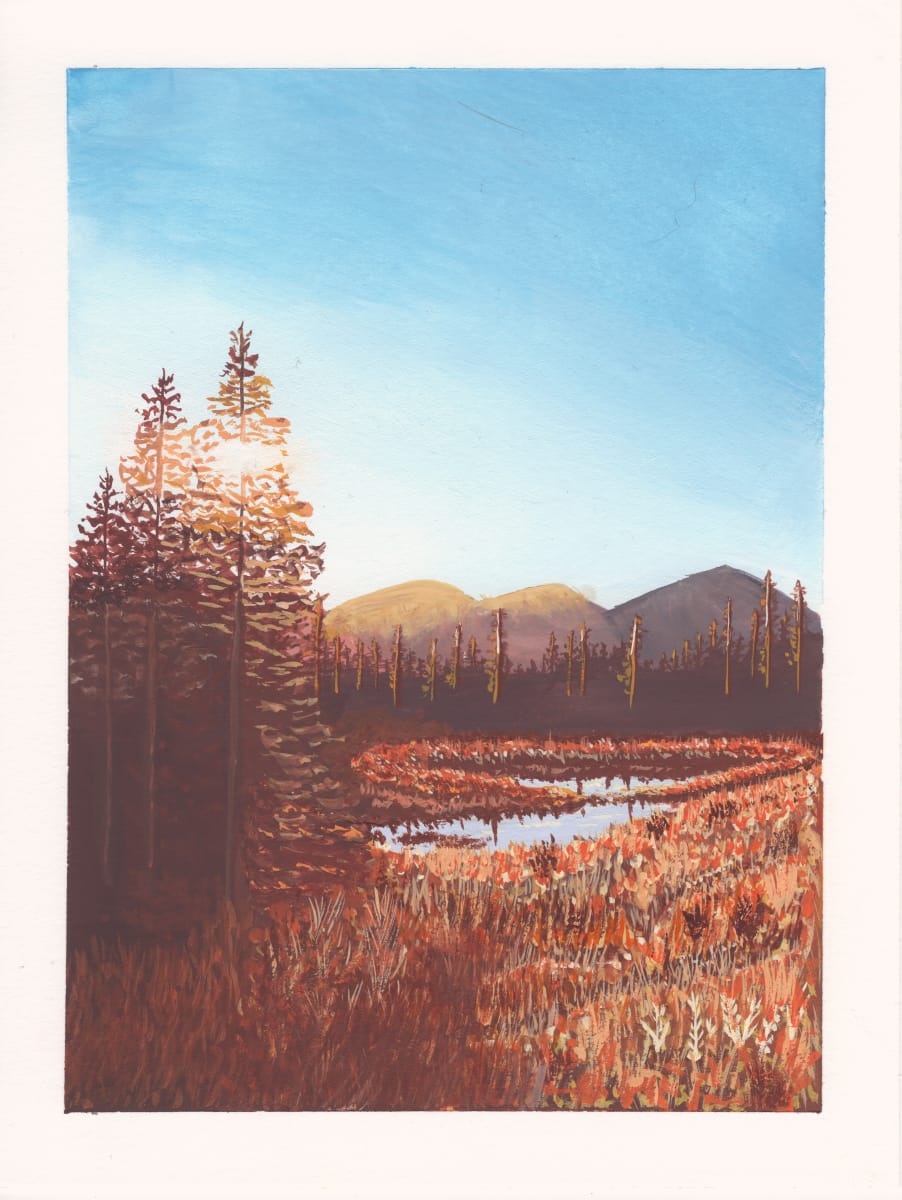 Autumn Sunset through Pines by Dave Astels 