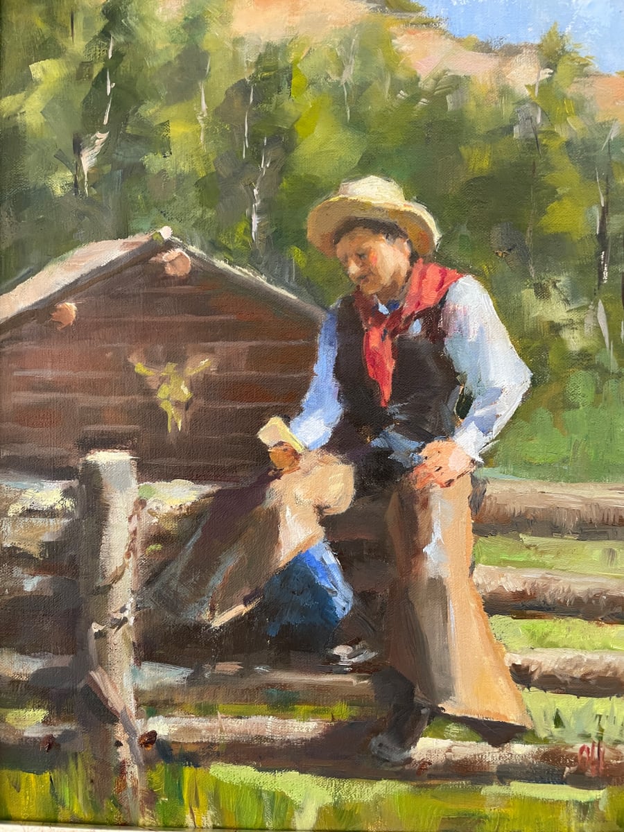 Checking His Messages by Olga Hegner, Image 1.