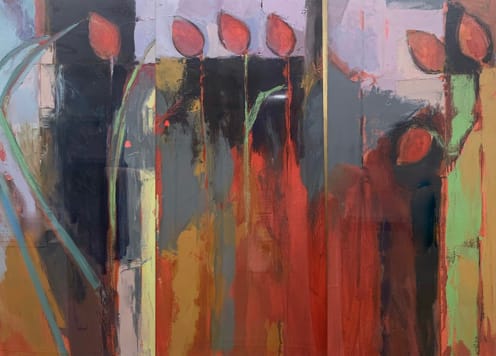 Gladiolas Triptic by Diana Werts 