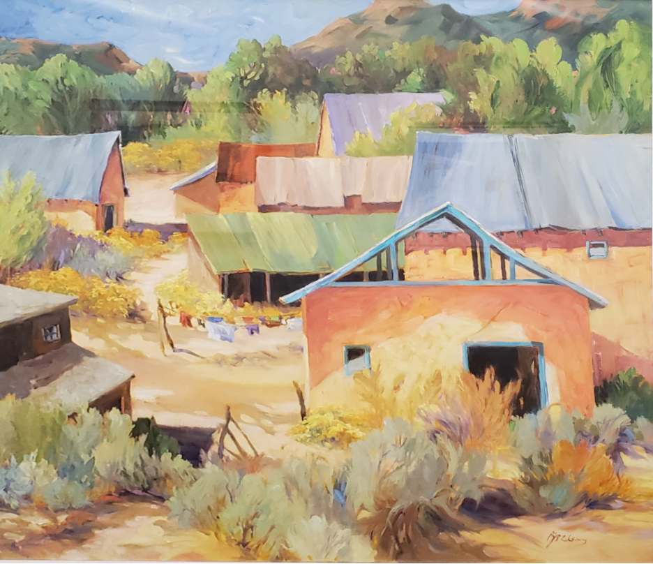 New Mexico Village by Barbara Cleary 