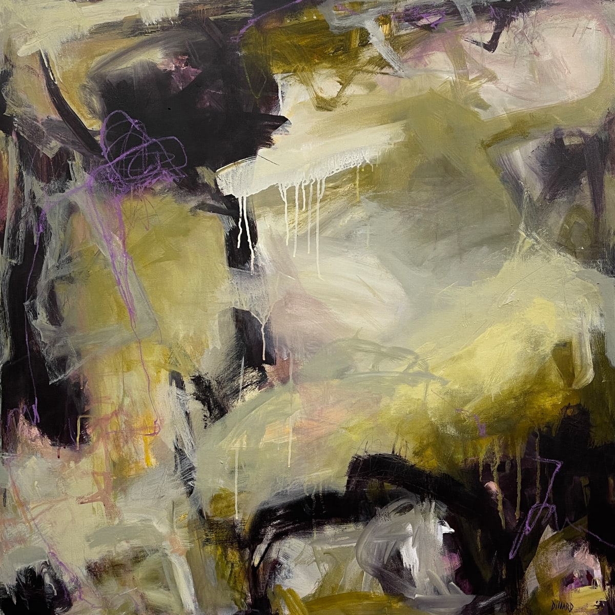 Crown and Thistle by Kelly Dillard  Image: Rich jewel tone abstraction of Scottish thistle, fog and crown, invoking a sense of regality.