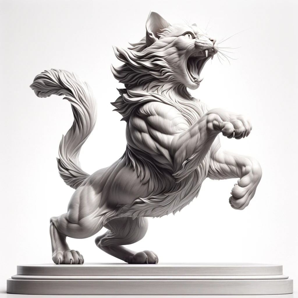 Roaring Kitty by Brendon McNaughton  Image: This is a rendering of the "Roaring Kitty" marble sculpture. It can be produced for a collector who desires to commission the piece. 