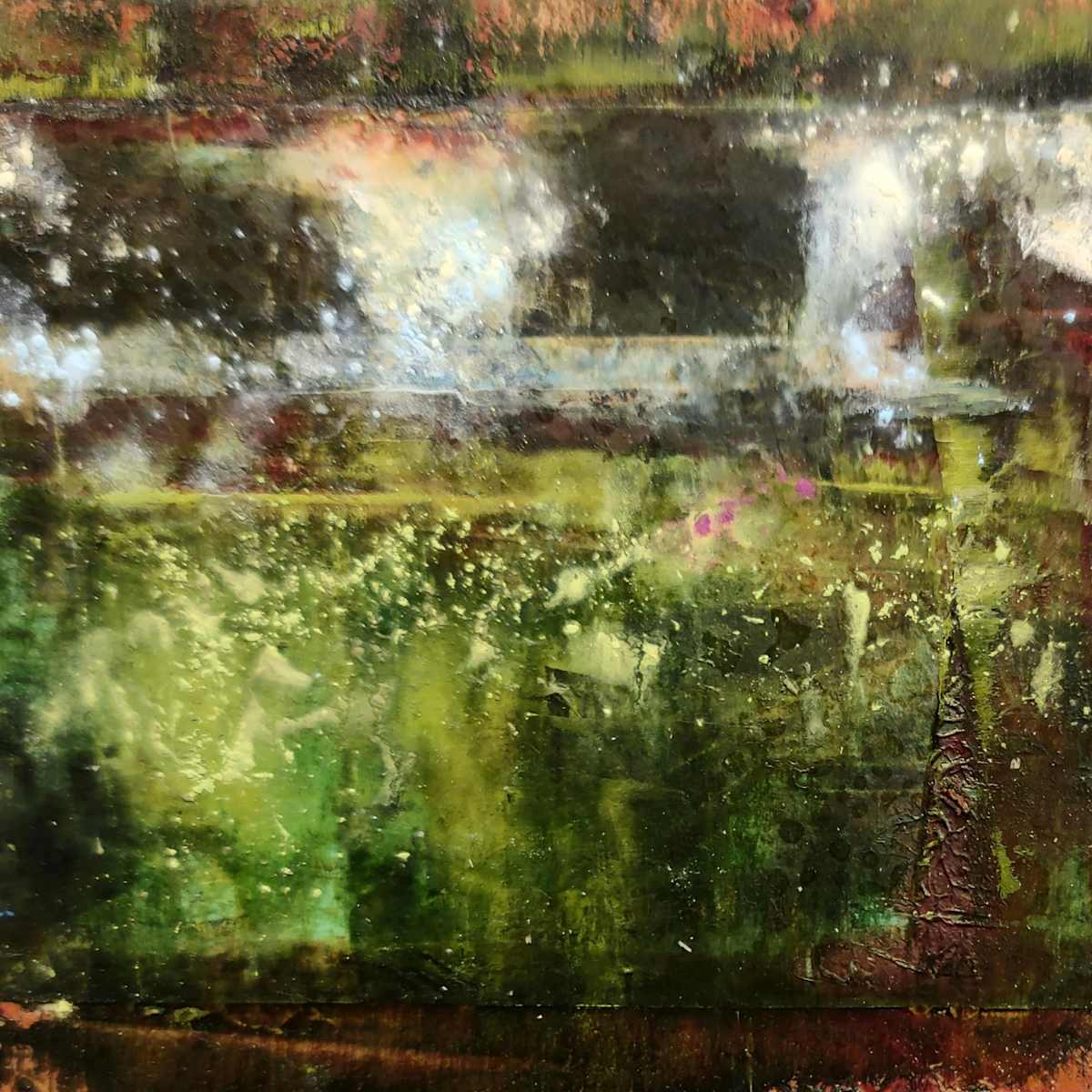 GREEN FIELD WITH DARK CLOUDS by Mary Mendla, Image 1.