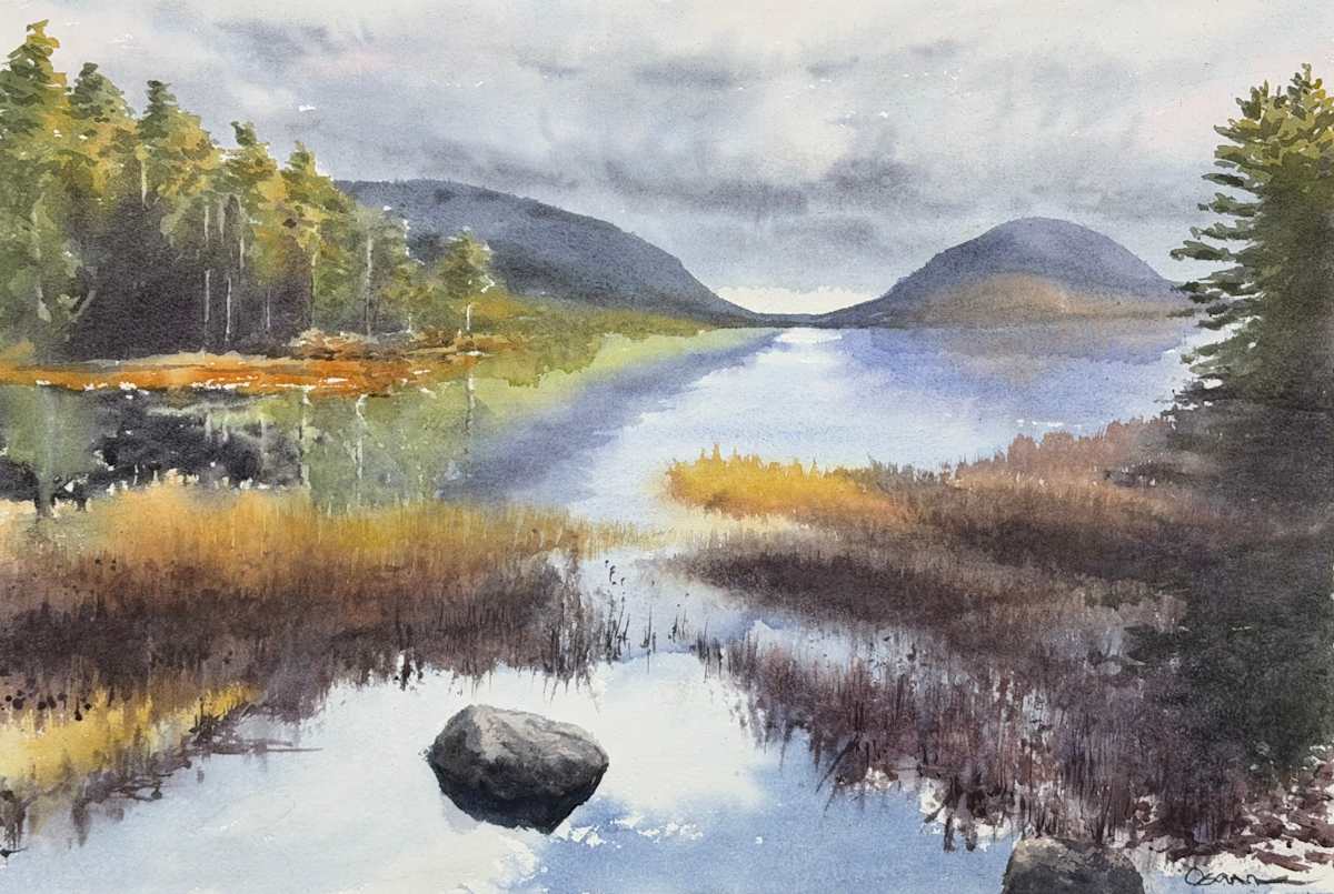 Eagle Lake Haze by Rick Osann Art  Image: Its a hazy day over Eagle Lake with a hint of sun on the lake grasses.