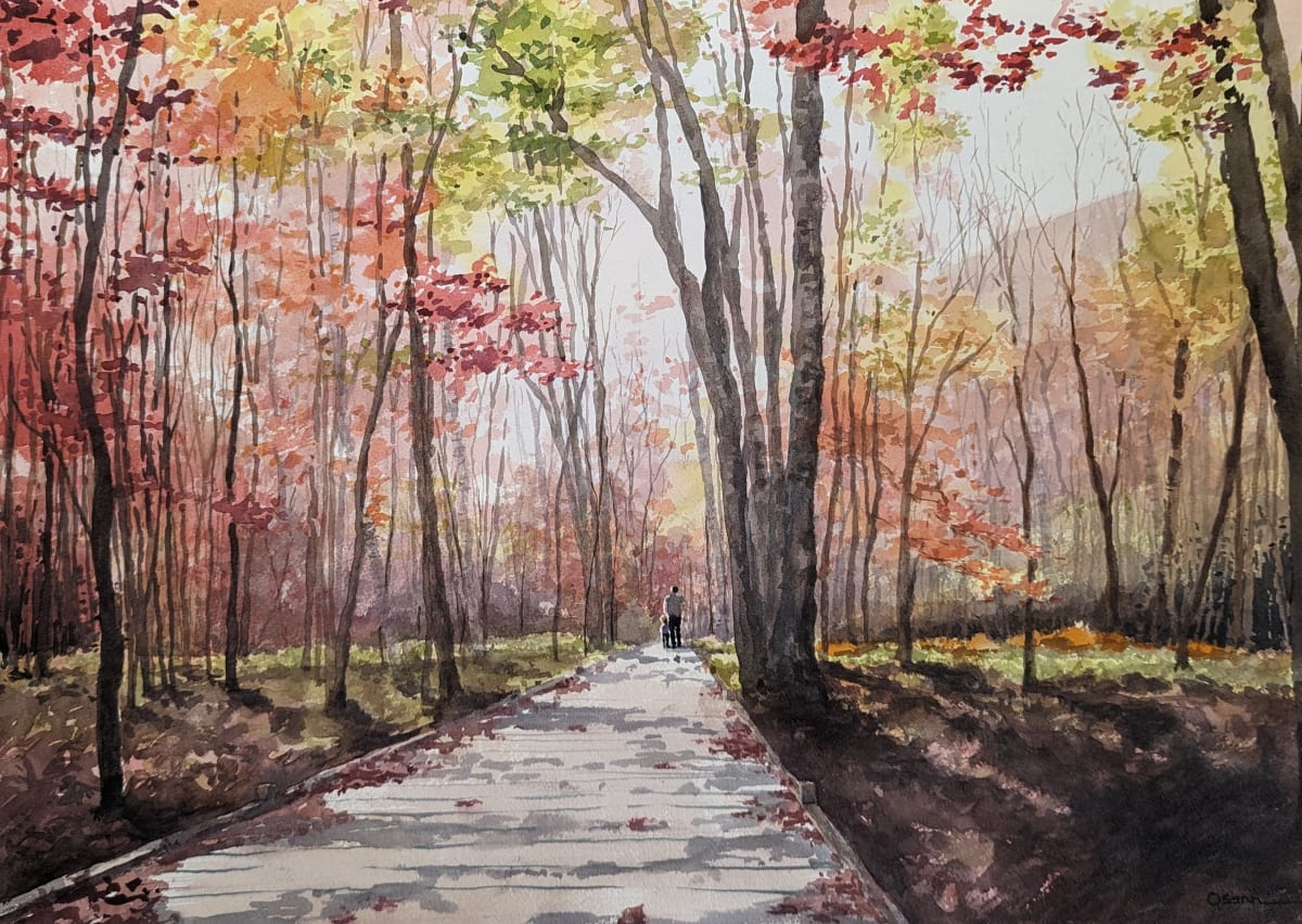 Fall Walk by Rick Osann Art  Image: A beautiful fall day for a walk on the Jesup Path.