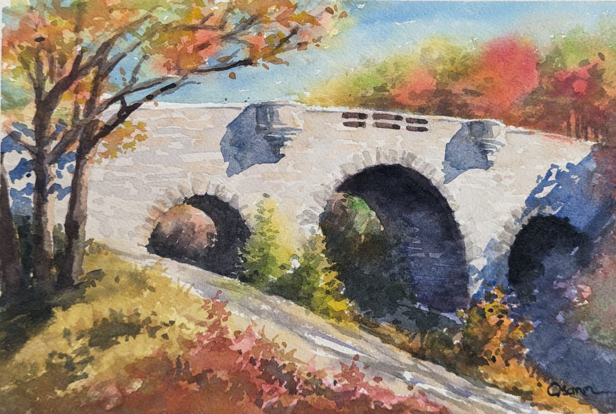 Duck Brook Colors by Rick Osann Art  Image: The beautiful fall colors highlight Duck Brook Bridge
