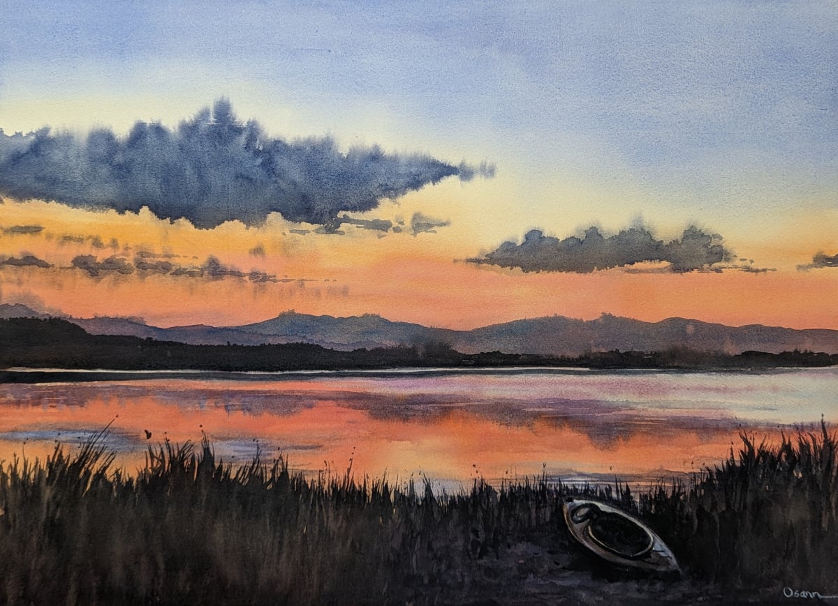 A Quiet Evening by Rick Osann Art  Image: All is quiet as the sun sets over Little Kezar Pond in Fryeburg 