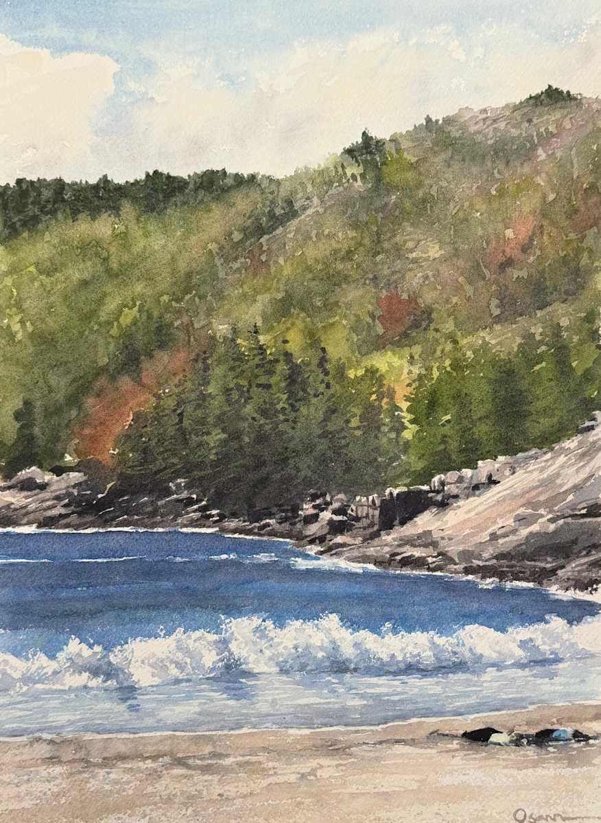 Sand Beach Surf by Rick Osann Art  Image: A gentle surf rolls up Sand Beach on a sunny, summer day.