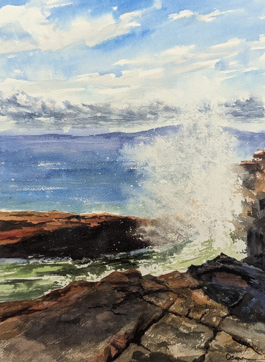 Schoodic Splash by Rick Osann Art  Image: The heavy surf hits the rocks hard along the Schoodic coast.
