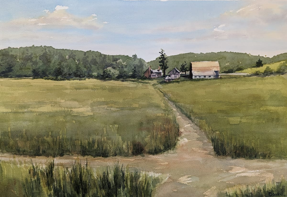 Stone Barn Farm by Rick Osann Art  Image: The Stone Barn Farm graces the hillside on Mt. Desert Island.