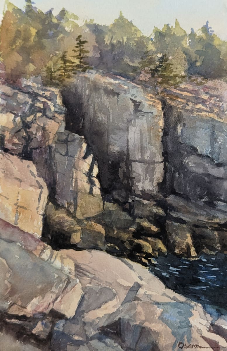 Sunrise at the Cliffs by Rick Osann Art  Image: Morning sun highlights the rocks along Ocean Drive