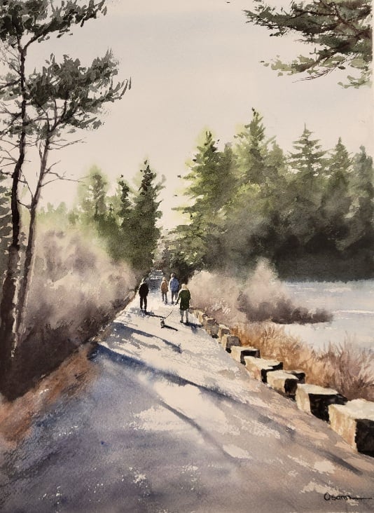 Winter Light by Rick Osann Art  Image: The cool winter light highlights a walk along the east side of Eagle Lake.