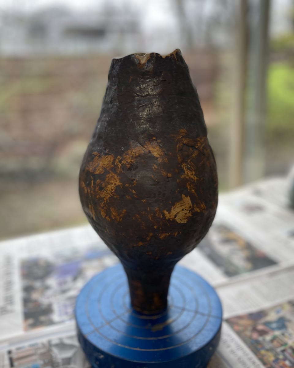 Vessel for Music by Jennifer K Brown  Image: Hand-built using traditional methods, watertight glazed interior, burnished oxide exterior. 