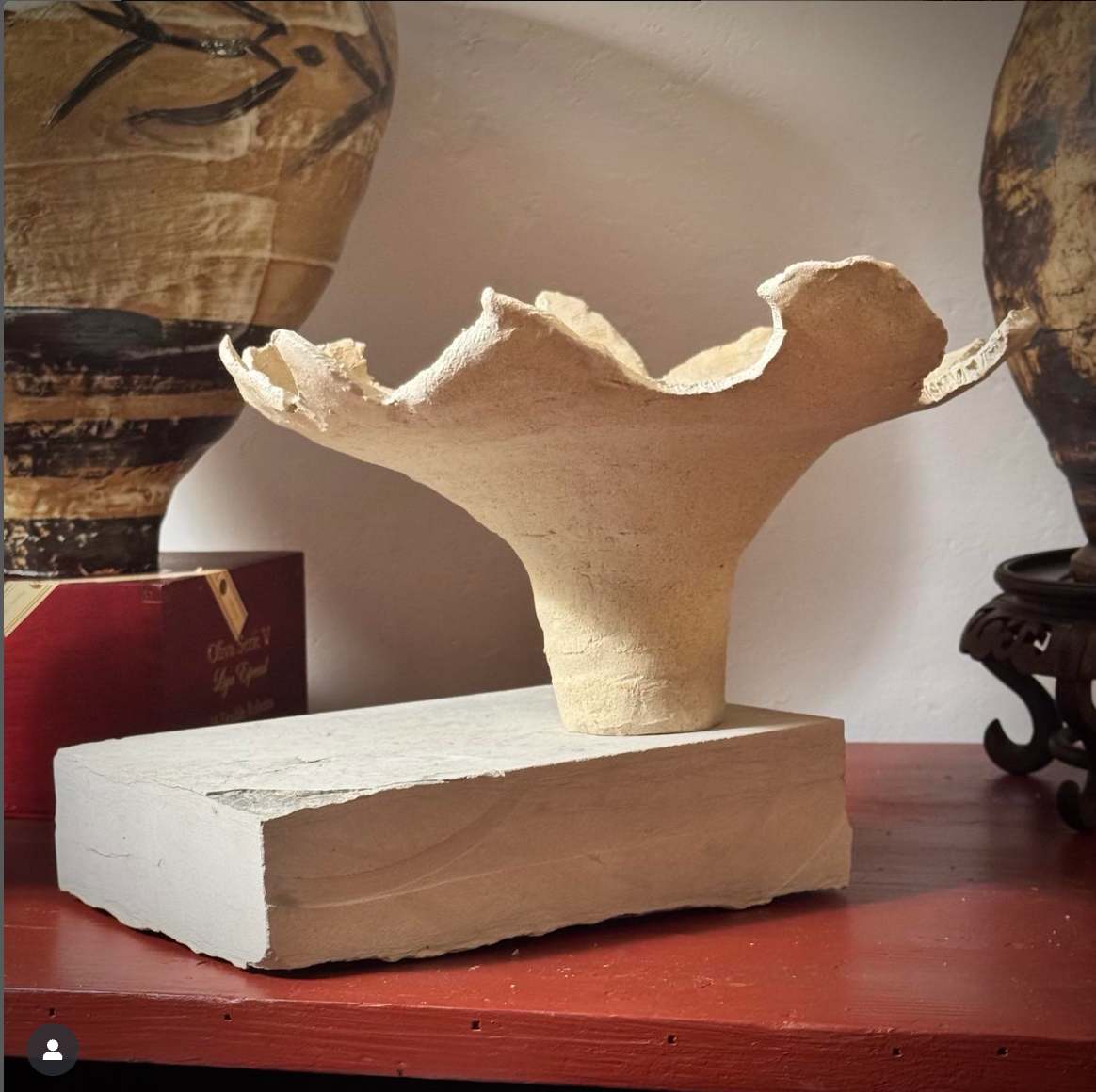 Winter Surf by Jennifer K Brown  Image: Inspired by the wind-whipped ocean in February.  Hand-built  using local clay.
