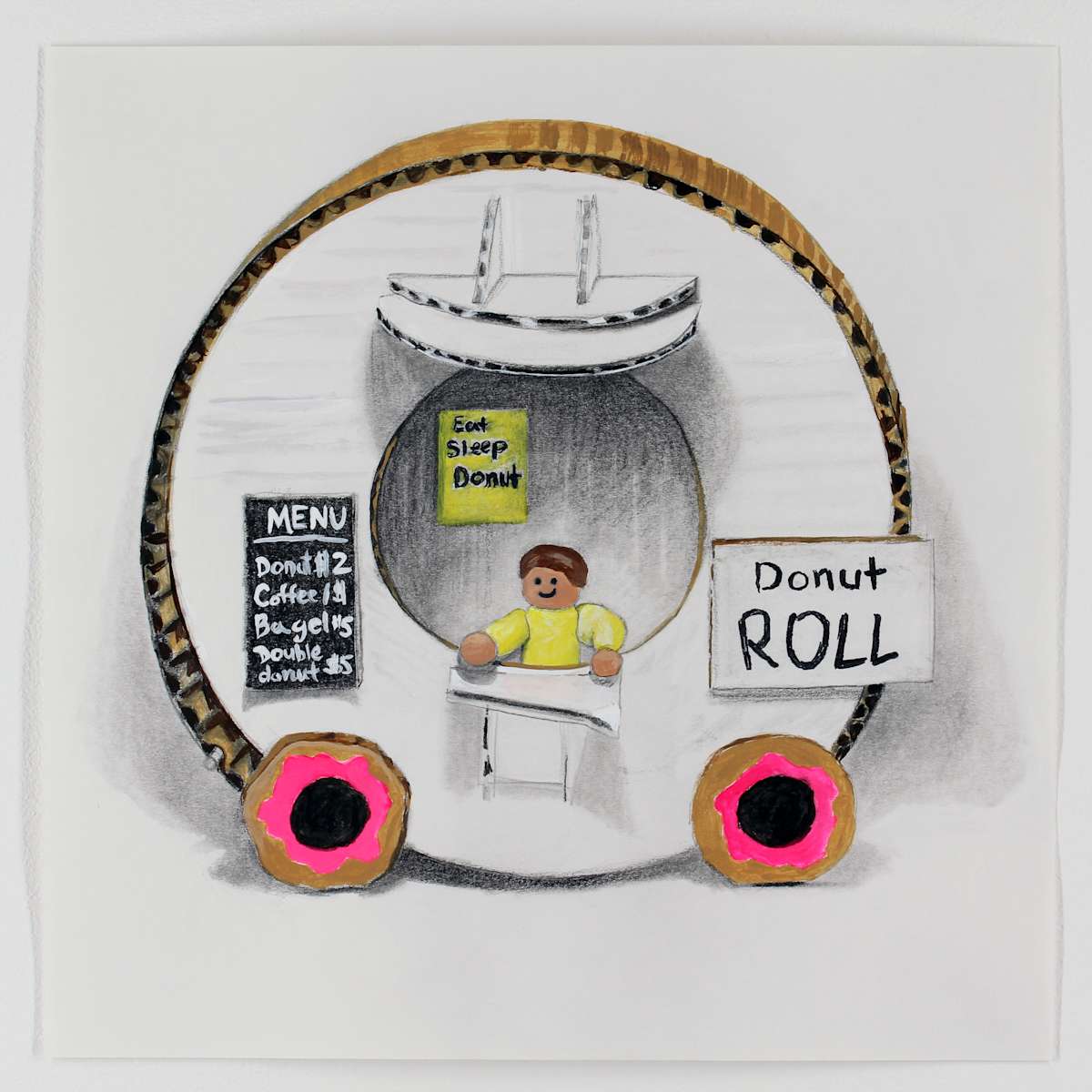 Donut Roll: A Drawing of a Sculpture by USN Student, Ade, '28 by Melodie Provenzano, Image 5.