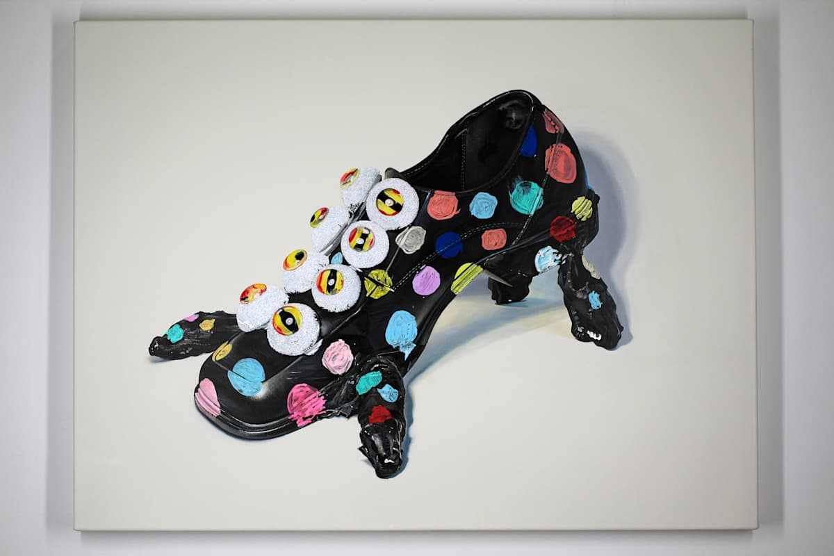 Spotted Eye Walker: A Painting of a Sculpture by USN Students, Sydney '29 and Sadie '29 by Melodie Provenzano, Image 1.