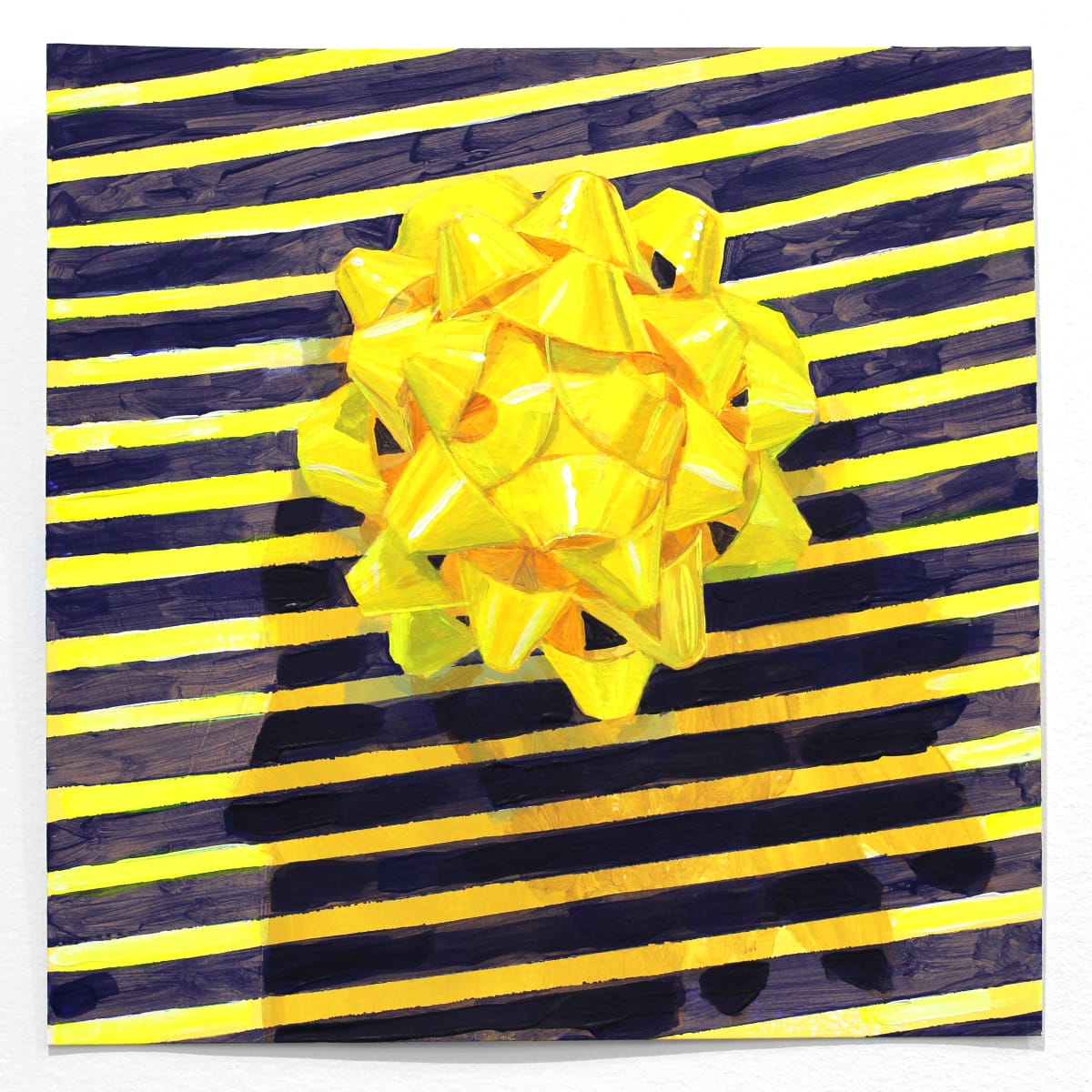 Gold Bow on Blue Stripes by Melodie Provenzano 