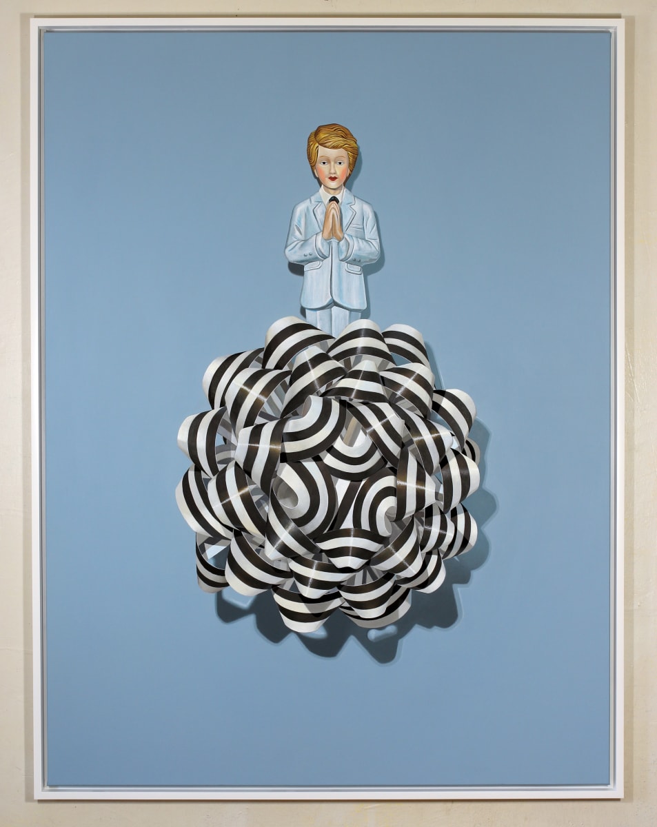 Prayer Boy on Black and White Bow by Melodie Provenzano 