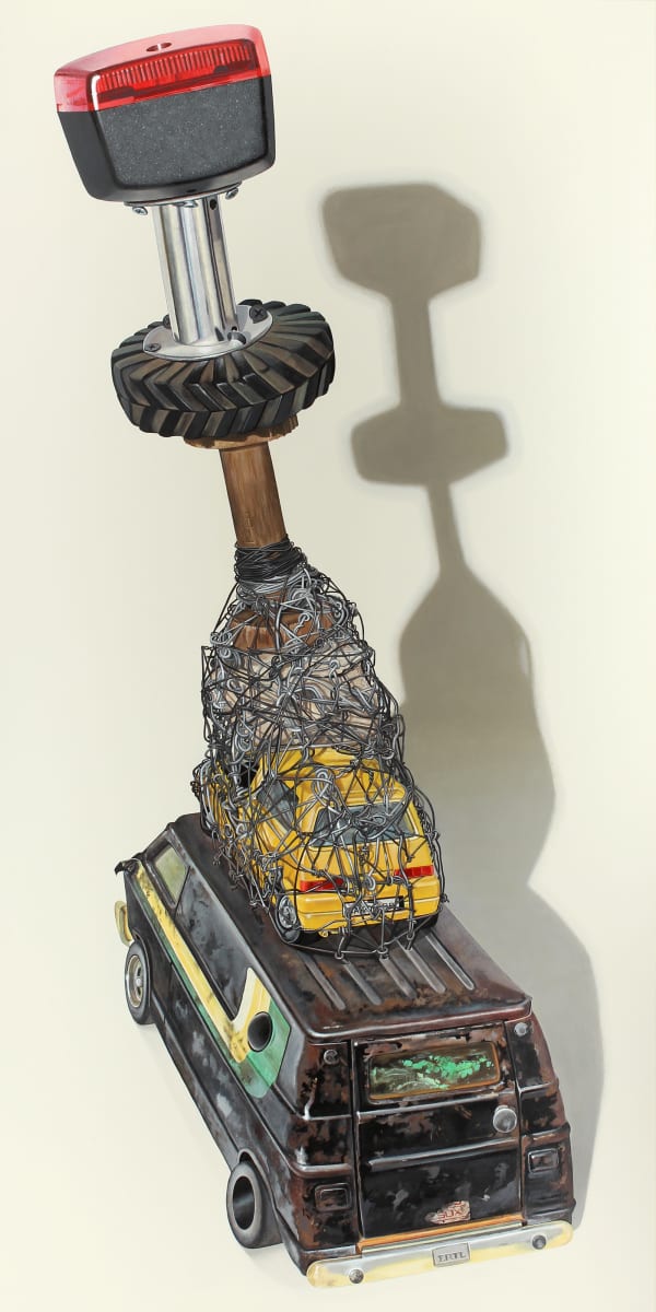 Red Light Thunder: A Painting of Arthur Simm's Sculpture "Red Light" by Melodie Provenzano 