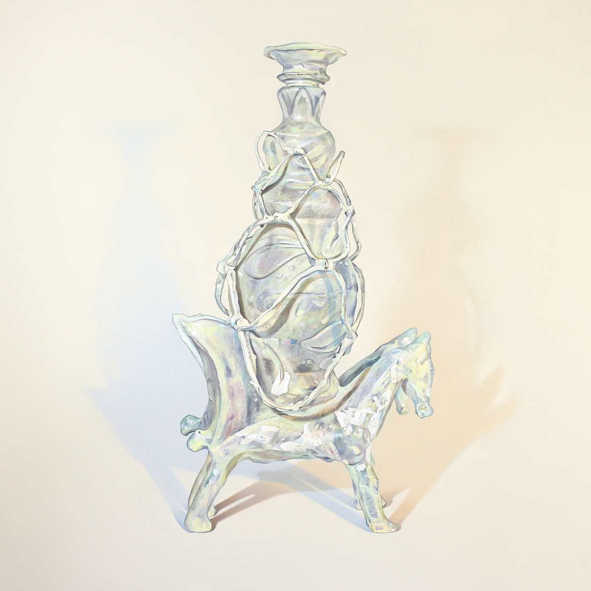 Two Wings and Heads are Better than One: A Painting of Shari Mendelson's Sculpture "Winged Animal with Tall Cage Cup" by Melodie Provenzano, Image 2.