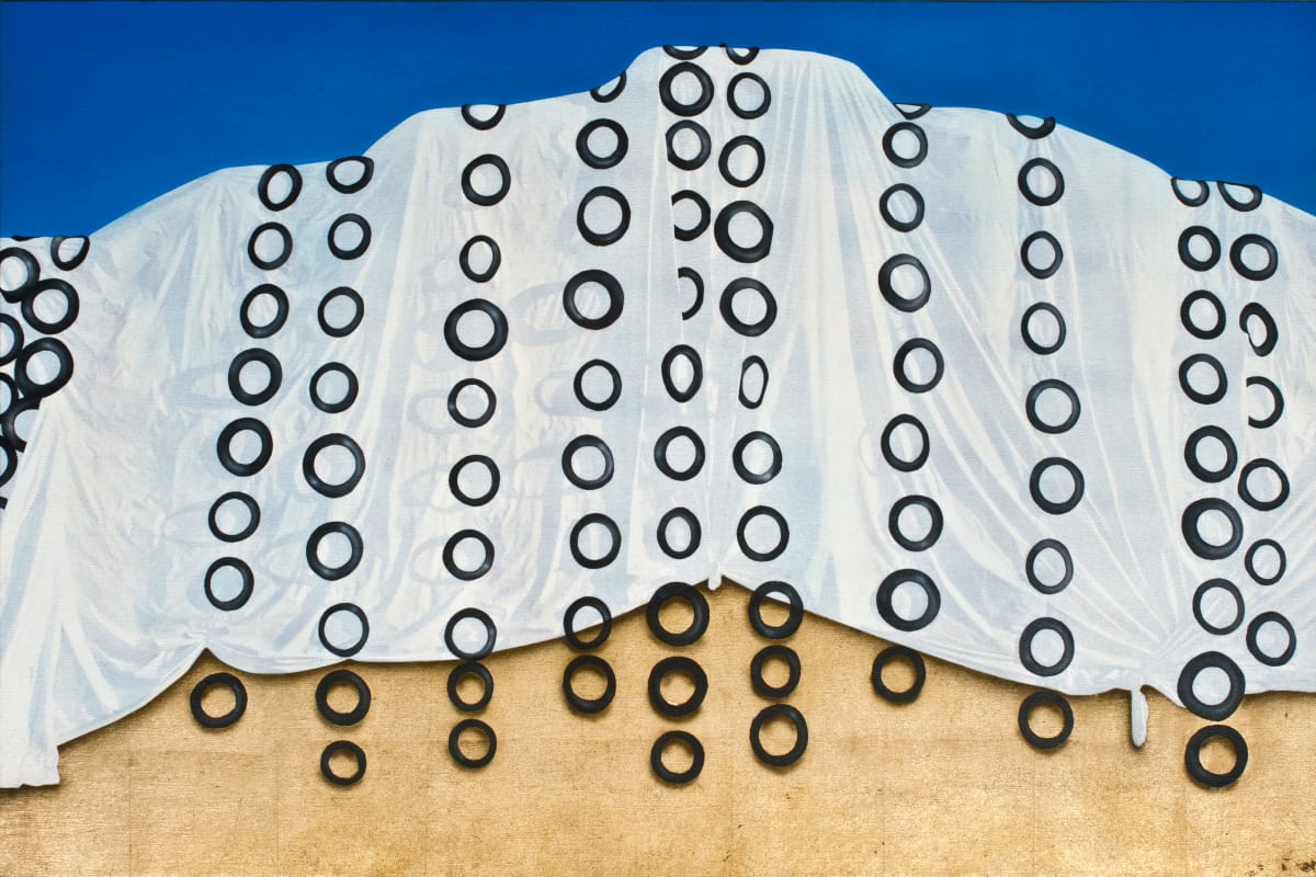 Tarp & Tires #2 (Golden State Zero) by Carlo Marcucci  Image: Tarp & Tires #2 (Golden State Zero), Carlo Marcucci, 2009,  31" x 46" x 2"