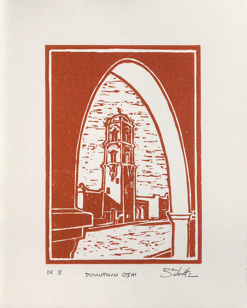 "Downtown Ojai" Linocut #8 by Dan Schultz Fine Art 