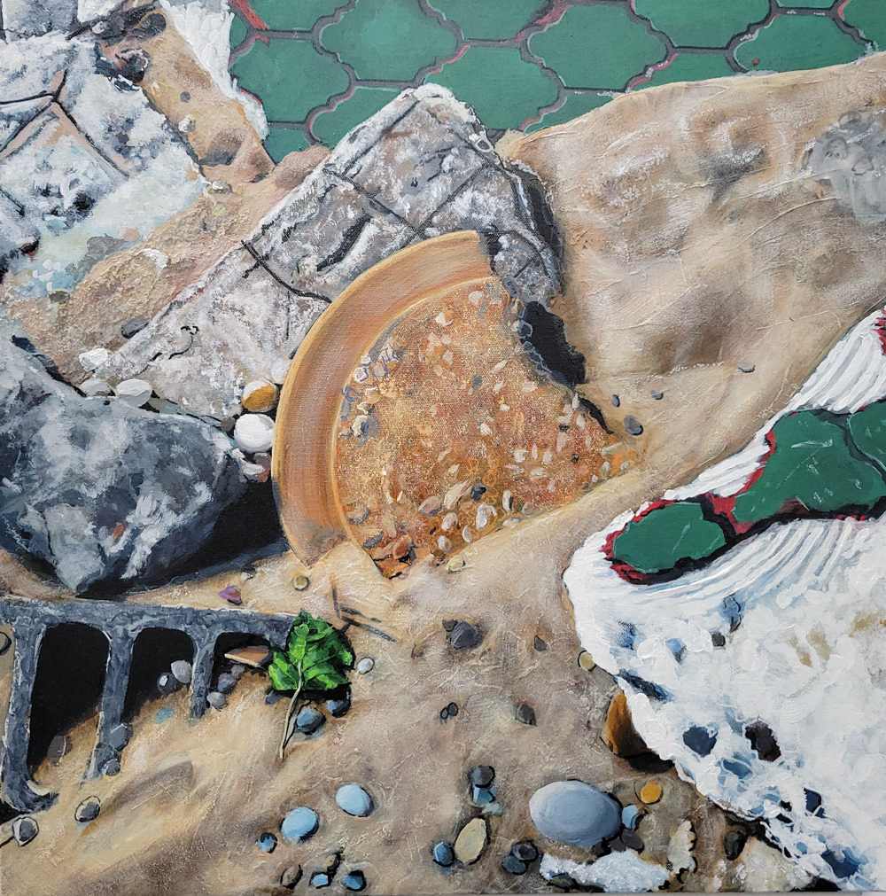 Some Semblance of Intelligence – Zion Beach by Fletcher Hayes  Image: The lake shore at Zion, Illinois reveals the traces of dwellings reclaimed by nature.
