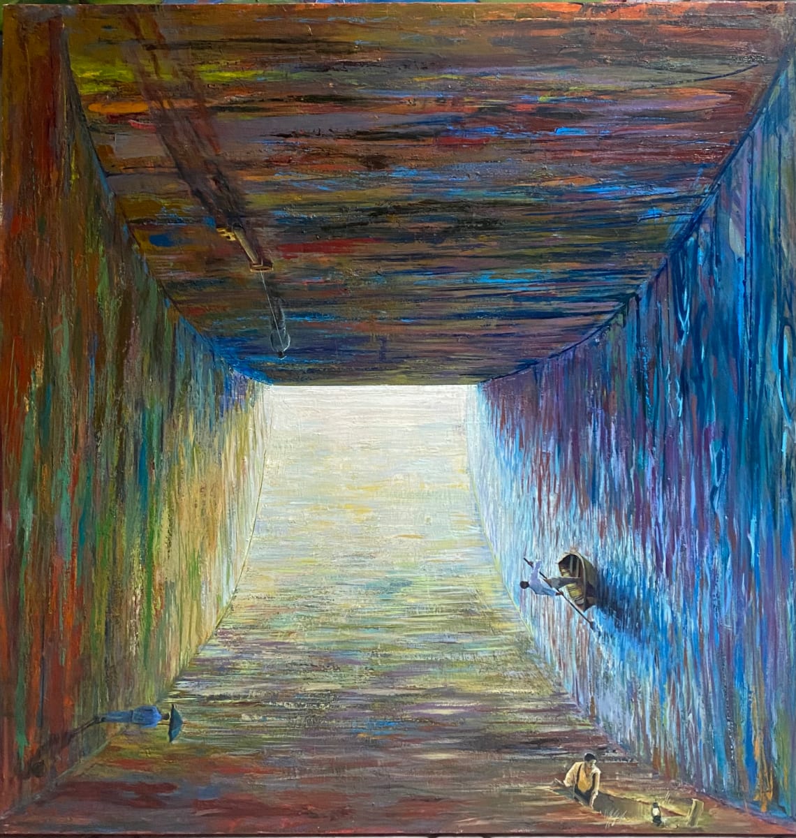 Parallel Universe by Robert J Wilkens  Image: 4 paintings in 1. Each rotation represents a perspective on how life is approached.