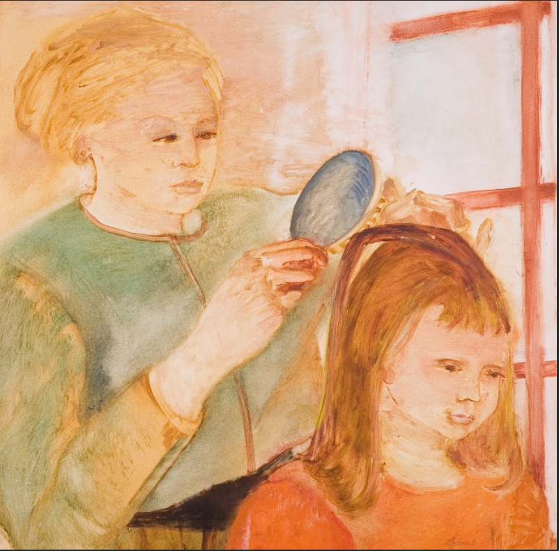 Woman Combing Girl's Hair by Lyanne Malamed 