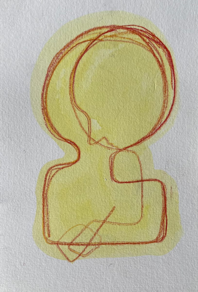 Drawing and Painting by Lois Keller  Image: A thoughtful drawing, painted outside the lines of inner thought expressed through journaling.