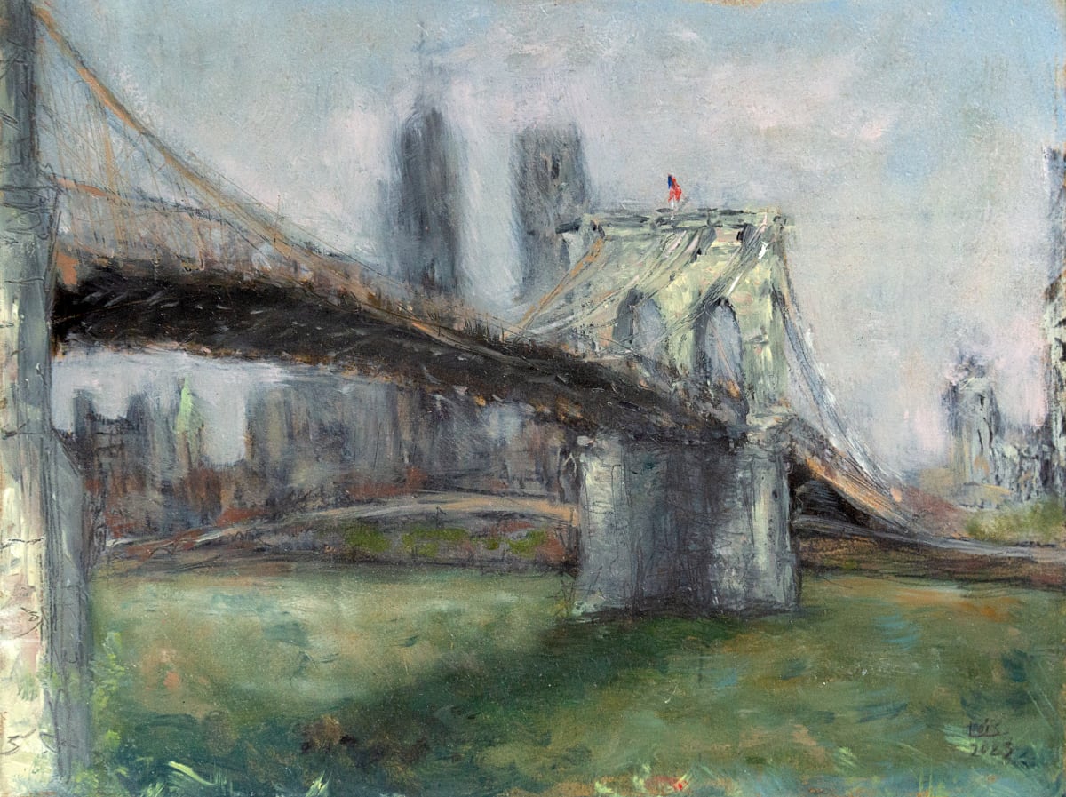 Emily Warren Roebling, The Brooklyn Bridge by Lois Keller  Image: En Plein Air Painting in New York City, summer 2023.