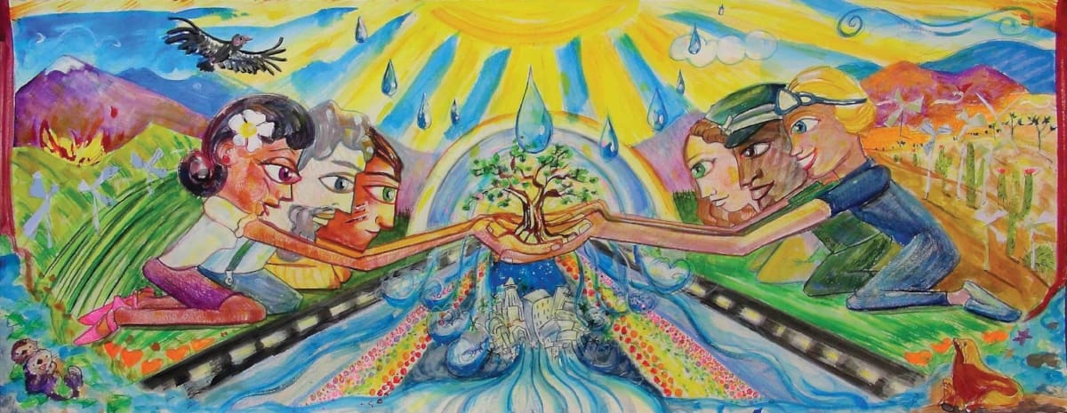 Environmental Figures in the Los Angeles Landscape by Lois Keller  Image: In the midst of a seemingly endless drought that lays bare an ill-conceived concrete river for all to see, it gets lost that California has a rich history of environmental stewardship filled with people who have made important contributions to our home. I thought the most hopeful way to look toward the future was to remind everyone of some meaningful figures from our past.

Hilda Lucia Solis - b.1956 Hispanic Congresswoman known for her work on environmental issues in California.

John Muir - b.1838 Engineer, naturalist, philosopher, writer, botanist, geologist. Father of our National Parks and founder of the Sierra Club.

Chumash Indians - The state’s first environmentalists.

Judi Bari - b.1949 Fearless environmentalist who led campaigns against logging in the Redwood Forests.

Charles Young - b.1864 First African American U.S. national park superintendent. Expanded the size of the public land in California.

Sylvia Earle - b.1935 Marine biologist, explorer, author and lecturer. Started Mission Blue that works to establish marine protected areas.

California Sea Otter - Once numbered in the thousands, were reduced to less than 50 in 1914. They are now rebounding through successful conservation programs.

California Condor is extremely endangered and is a symbol of the fragile eco-system in which we live.