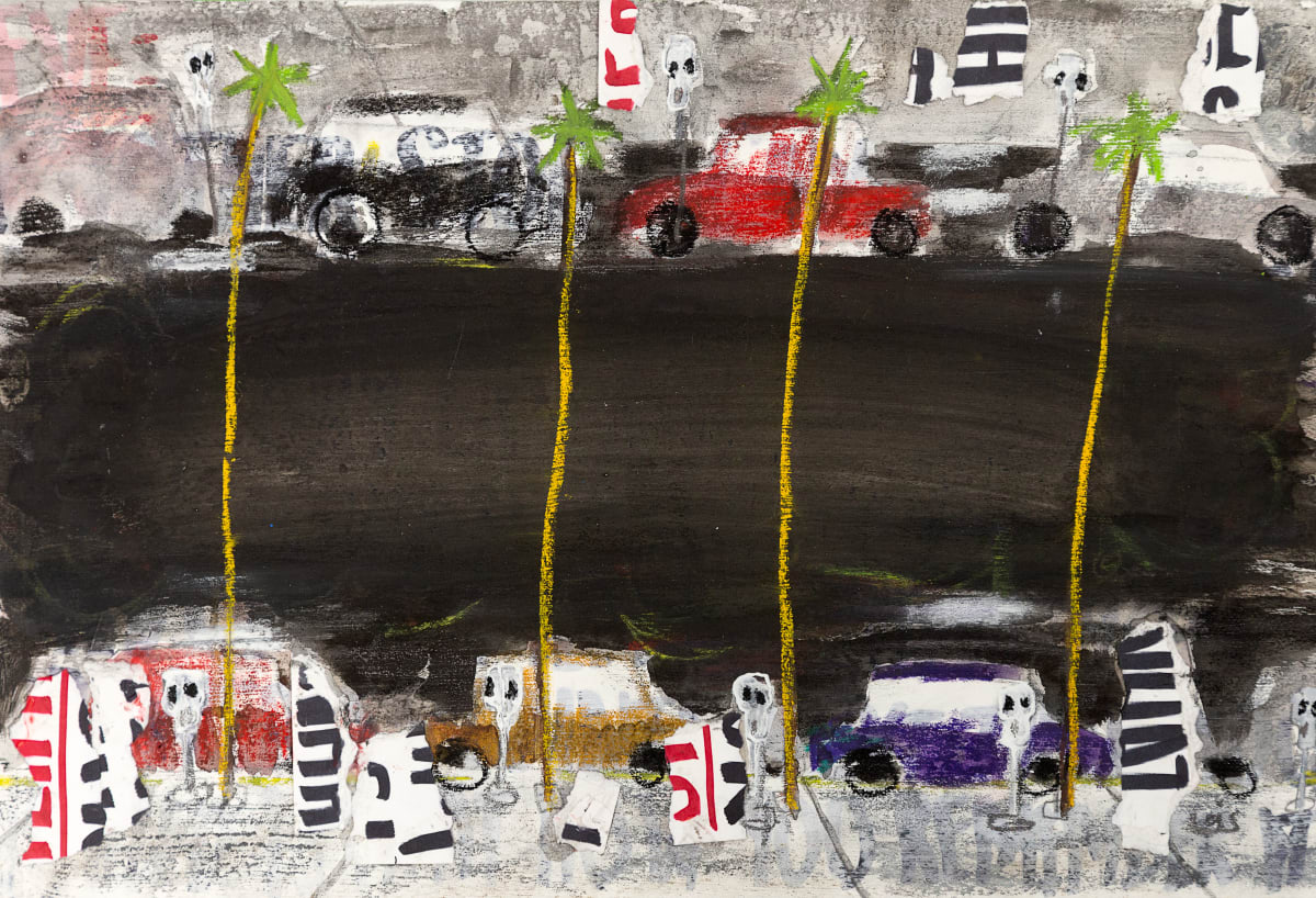 Parking on Ventura Boulevard by Lois Keller  Image: Using recycled cue cards from celebrity talk shows this art evokes how  it feels to survive the current car culture in Los Angeles. 