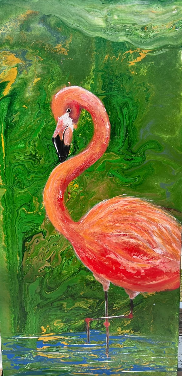 Flamingo, Lagoon Wader by Linda Cannup  Image: (Donated for fundraiser)