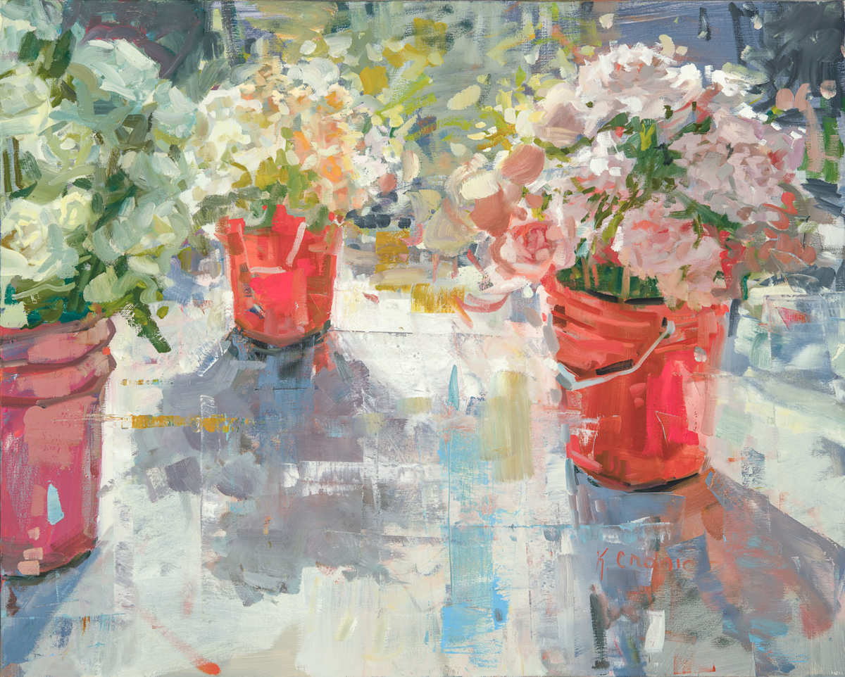 Flowers in Buckets by Kristin  Cronic 