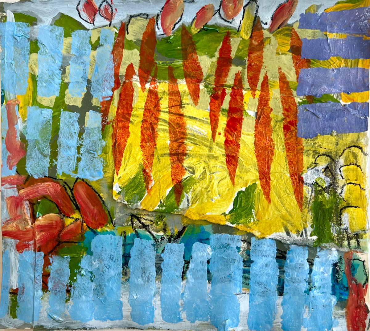 Red Hot Chili Peppers by Billie Bourgeois  Image: collage floating on 12" x 12' mat