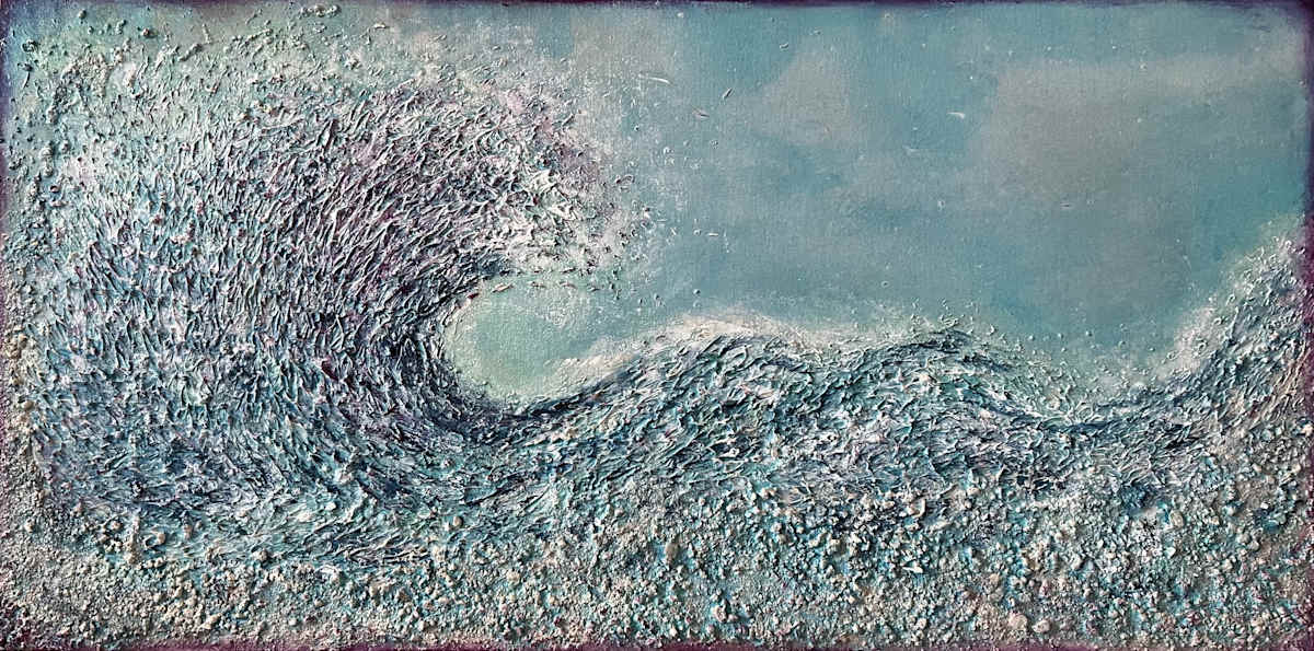Dragon Wave by Kim Box  Image: Abstract created on canvas with molding paste, decomposed granite, acrylic and acrylic ink.