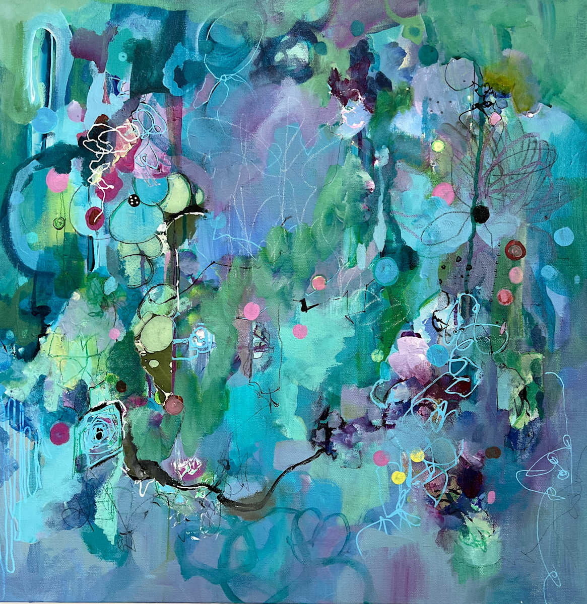 Dance Before Breakfast by Midge Johnson  Image: Acrylic Mixed Media - 24X24 Framed