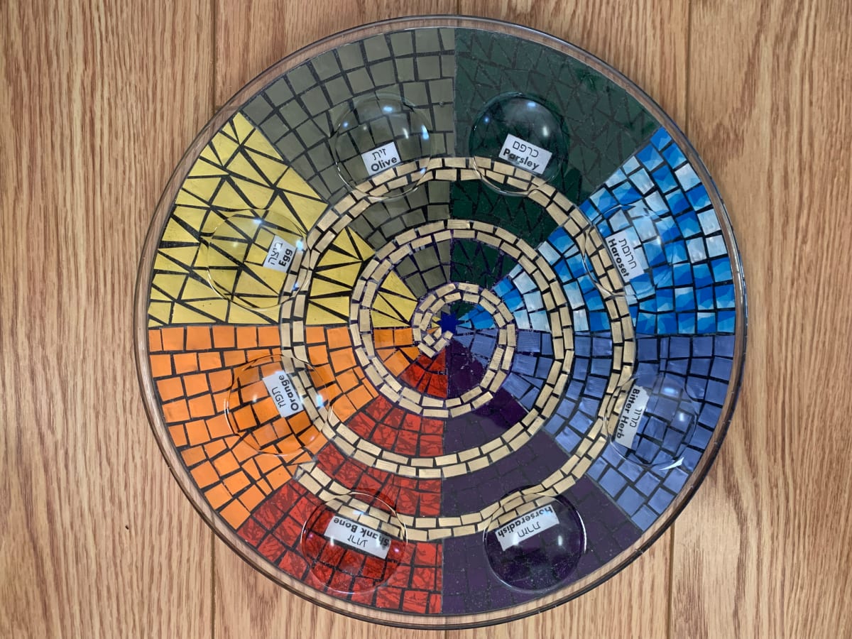 Seder Plate by Dina Afek  Image: This seder plate was created for and gifted to Adi and Max, my daughter and son-in law.  
