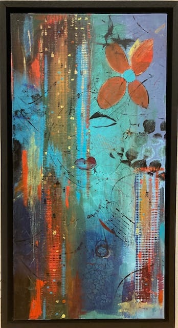 Serenity by Marcy Stone  Image: Serene, contemplative and captivating...without a word, she moves you towards that moment in which you have been searching...that speaks volumes.  Completed in a hand crafted black oak frame and a satin varnish finish.