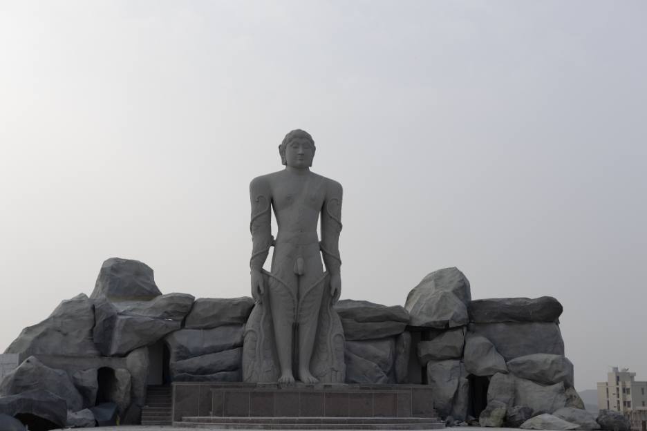 Monolithic sculpture of Bahubali, 2024 by Songadh Jain Temple, Bhavnagar, Gujarat, India  Image: Standing 41-feet tall, this monolithic stone idol of Bahubali was consecrated in January of 2024 on the grounds of Songadh Jain Temple in Gujarat. 