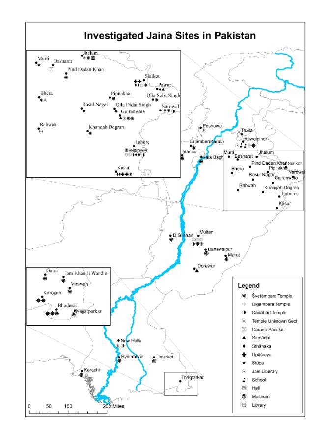 Jain Sites in Pakistan.  Image: Pilot study conducted by the Centre of Jaina Studies at SOAS in collaboration with Nusrat Jahan College (NJC) Rabwah, Pakistan