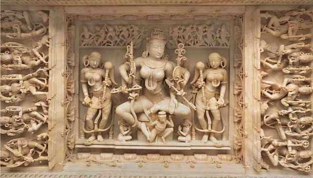 Saraswati, Samatala Ceiling, Vimala Vasahi by Vimala Vasahi, Mount Abu, Rajasthan 