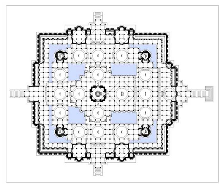 Plan of Dharna Vihara, a Chaturmukha Temple to Rishabha 