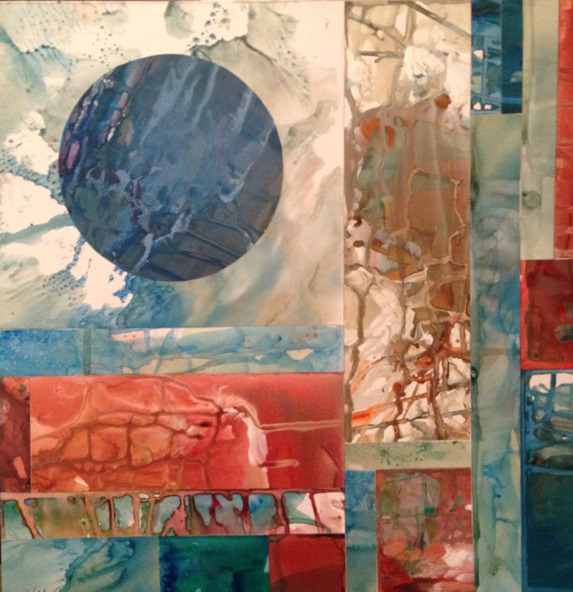Blue Moon by Kristy McCormac  Image: Having fun with drip painting and collage with this one! 