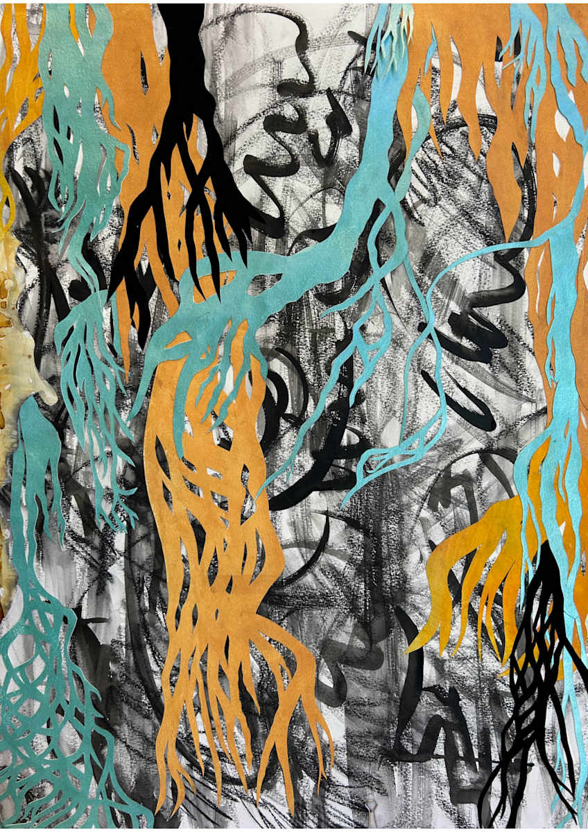Tree Roots - Aqua Orange and Black by Kit Hoisington, Image 2.