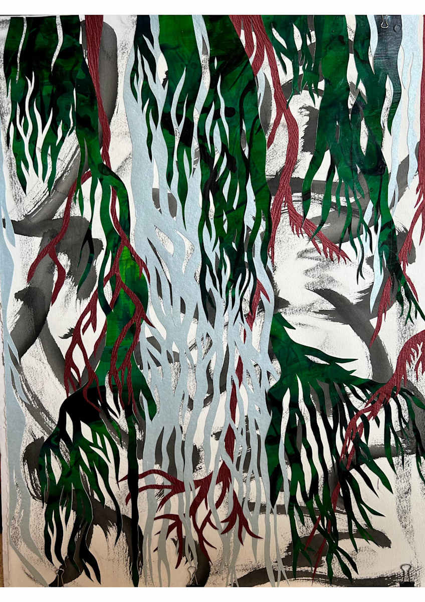 Tree Roots - Dark Green, Red and Light Blue by Kit Hoisington, Image 2.