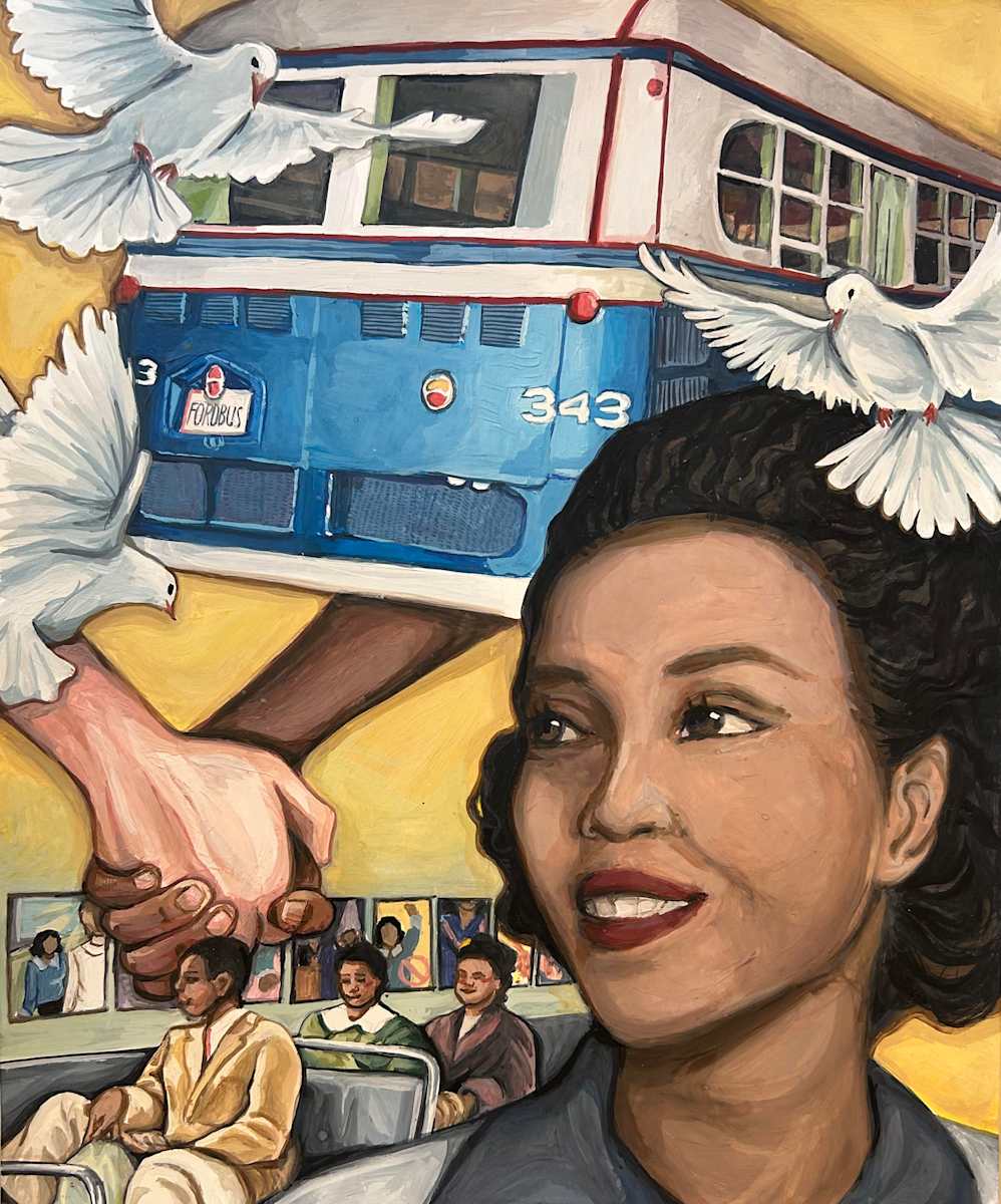 Bus Ride to Equality by Grace Zhang  Image:  $1,000 Middle School Second Place 2025, Grade 8