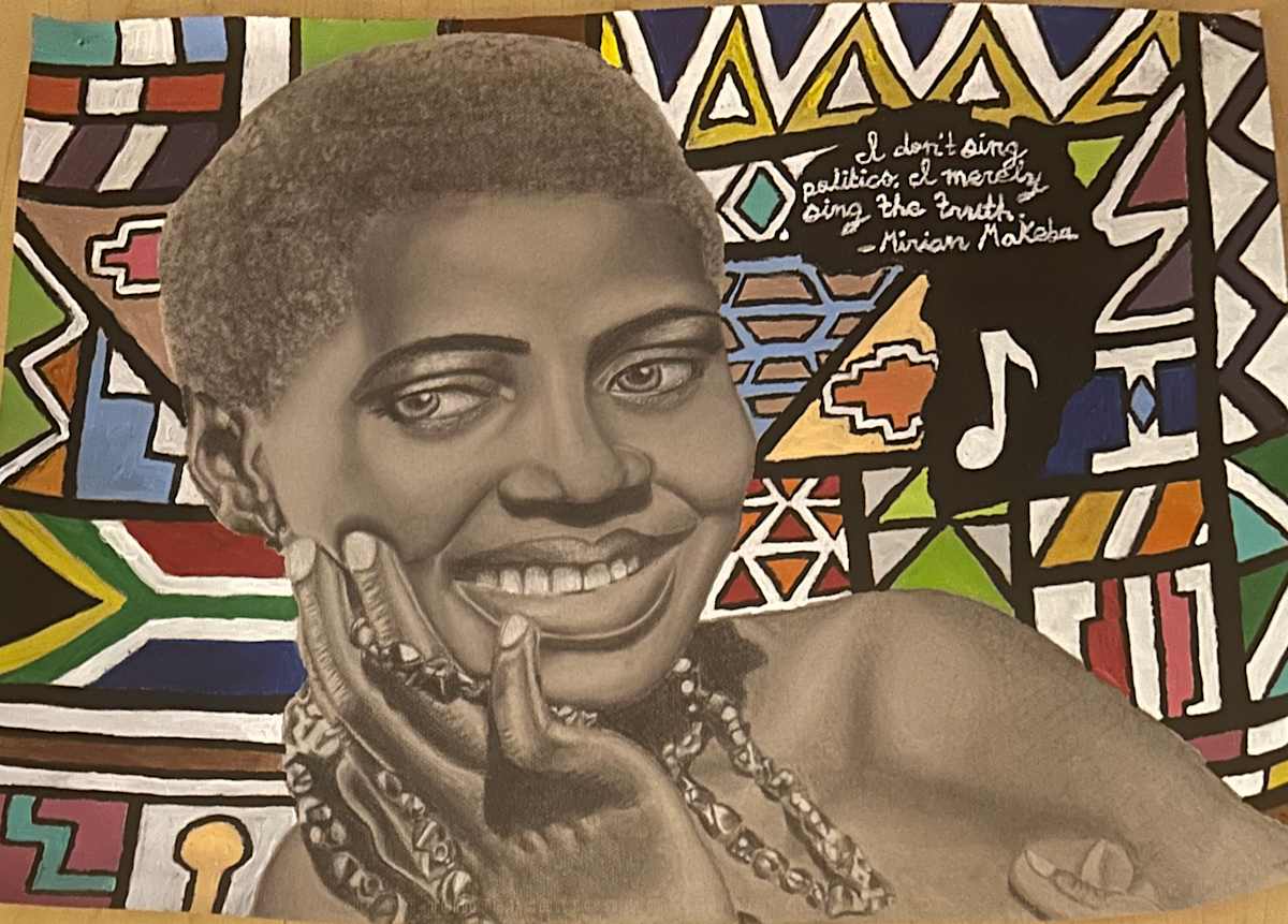 Unsung Hero "Miriam Makeba" by Adrian Rodgers  Image: 2025 Finalist, Grade 12